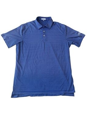 Peter Millar Summer Comfort Polo XL Blue Striped Performance Golf Shirt